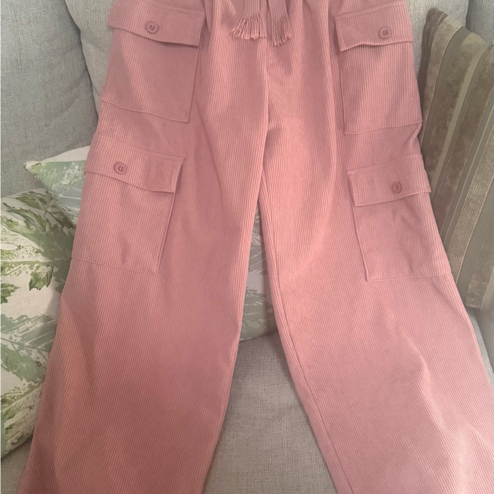 Pink Corduroy Cargo Pants
